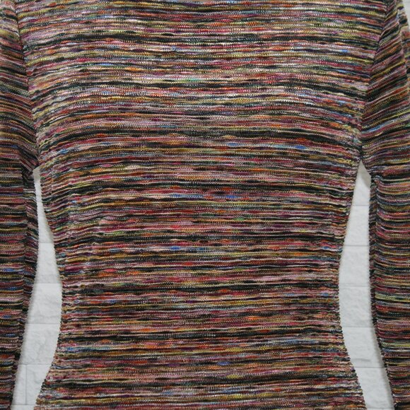 LILY ROSE Dress Knit Striped Body Con Form Fitting Rainbow Colorful Stretch LG - Picture 2 of 12